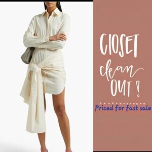 RONNY KOBO Karmen gathered cotton-blend poplin mini dress sz Large